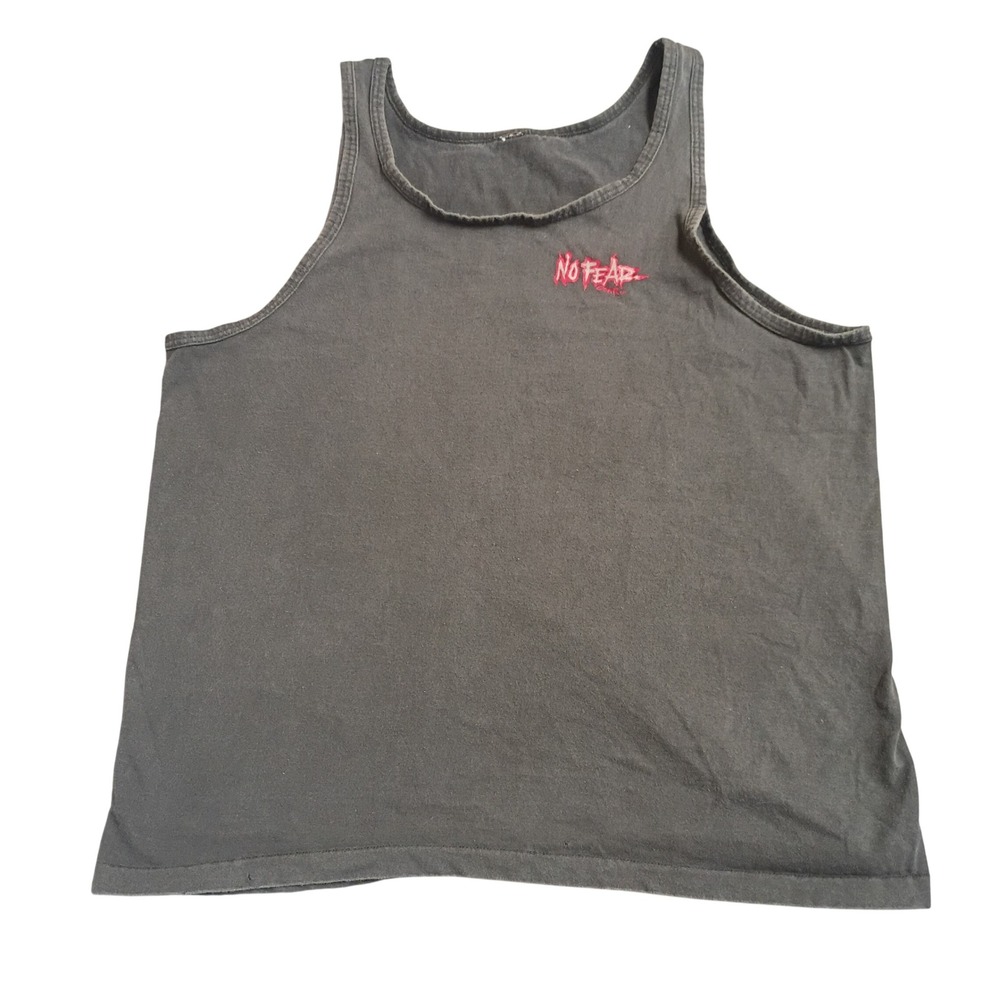 No Fear Tank Top Mens XL Black Vintage 90s Basketball Graphic Streetwear Shirt